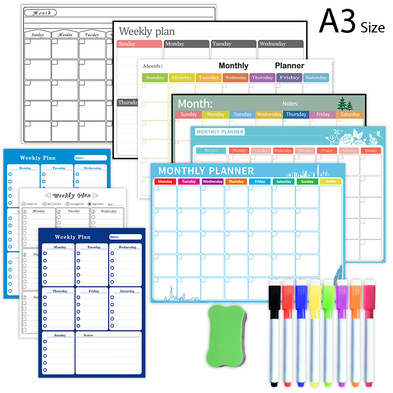 Magnetic Calendar Board - Magnetic Weekly Monthly Planner Calendar Table