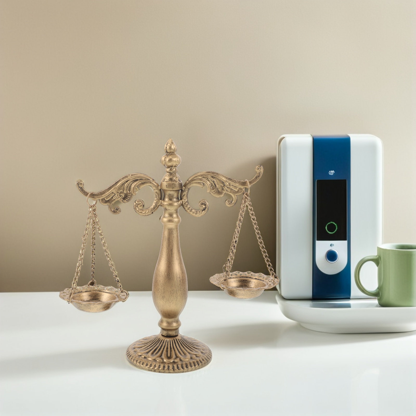 Home Office And Library - Vintage Metal Libra Balance Scale Sculpture