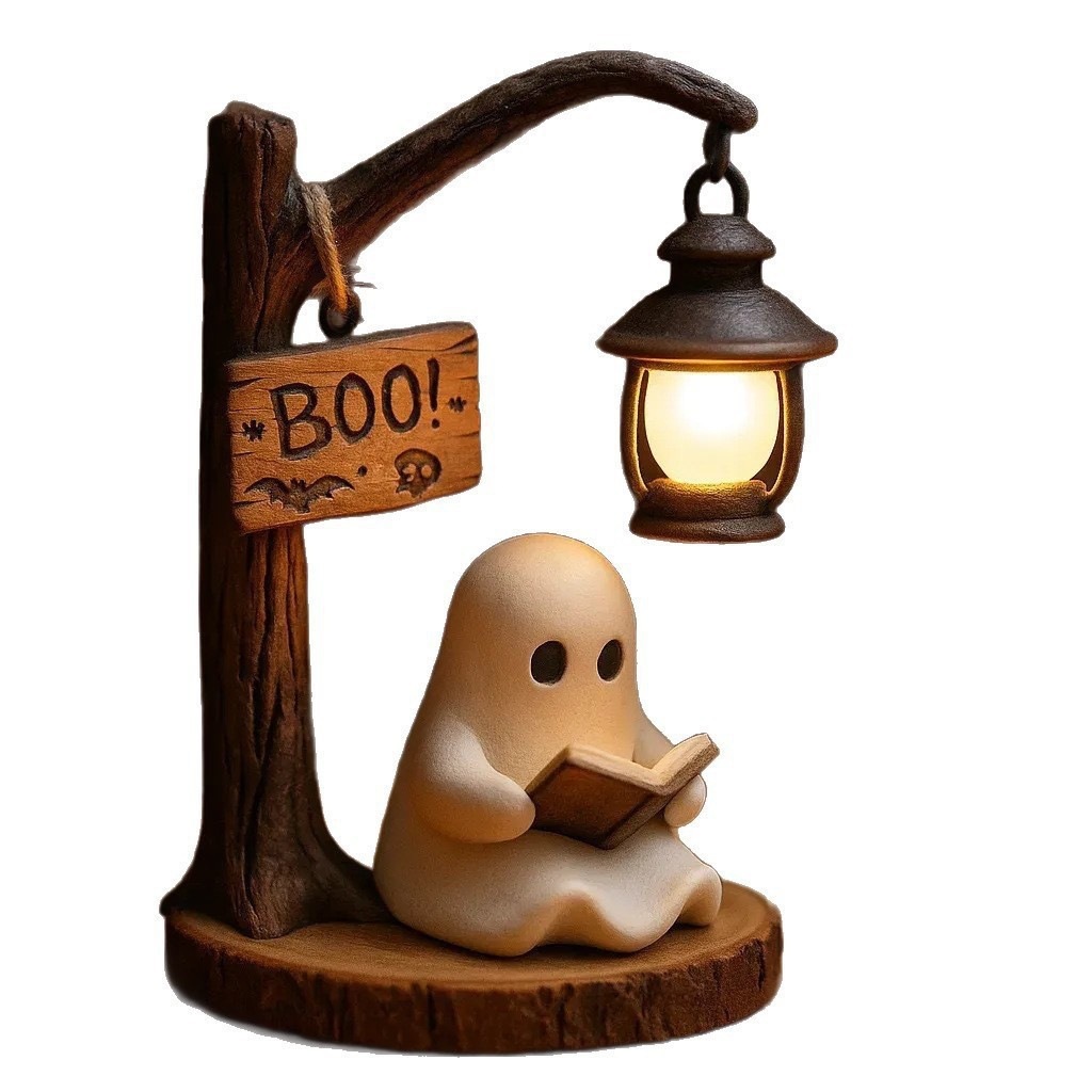 Home Office With Bookshelves - Ghost Reading Lantern 4.3x3.14x6.3 Inches Resin