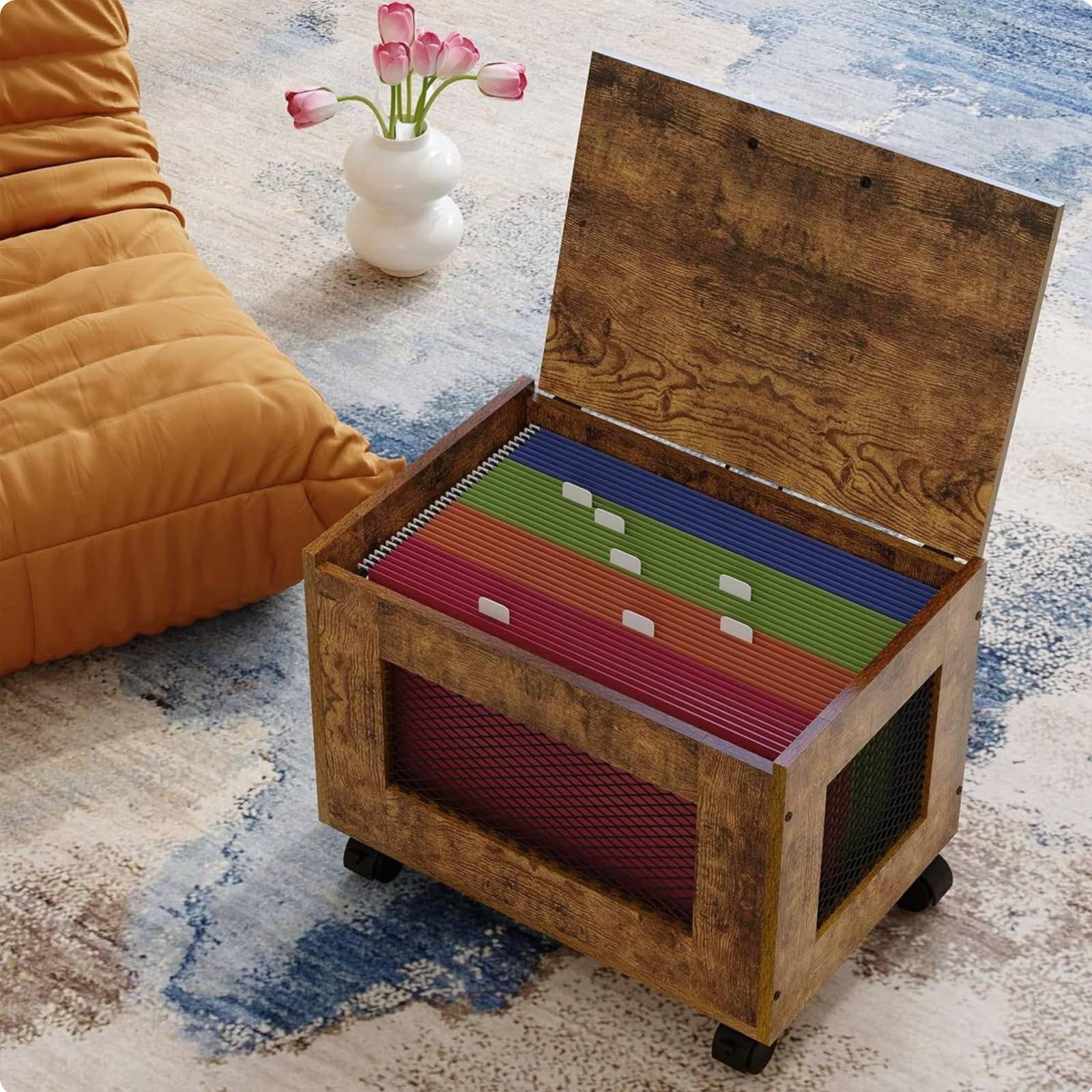 Rolling File Cart - Mobile Cabinet with Drawers and Lock