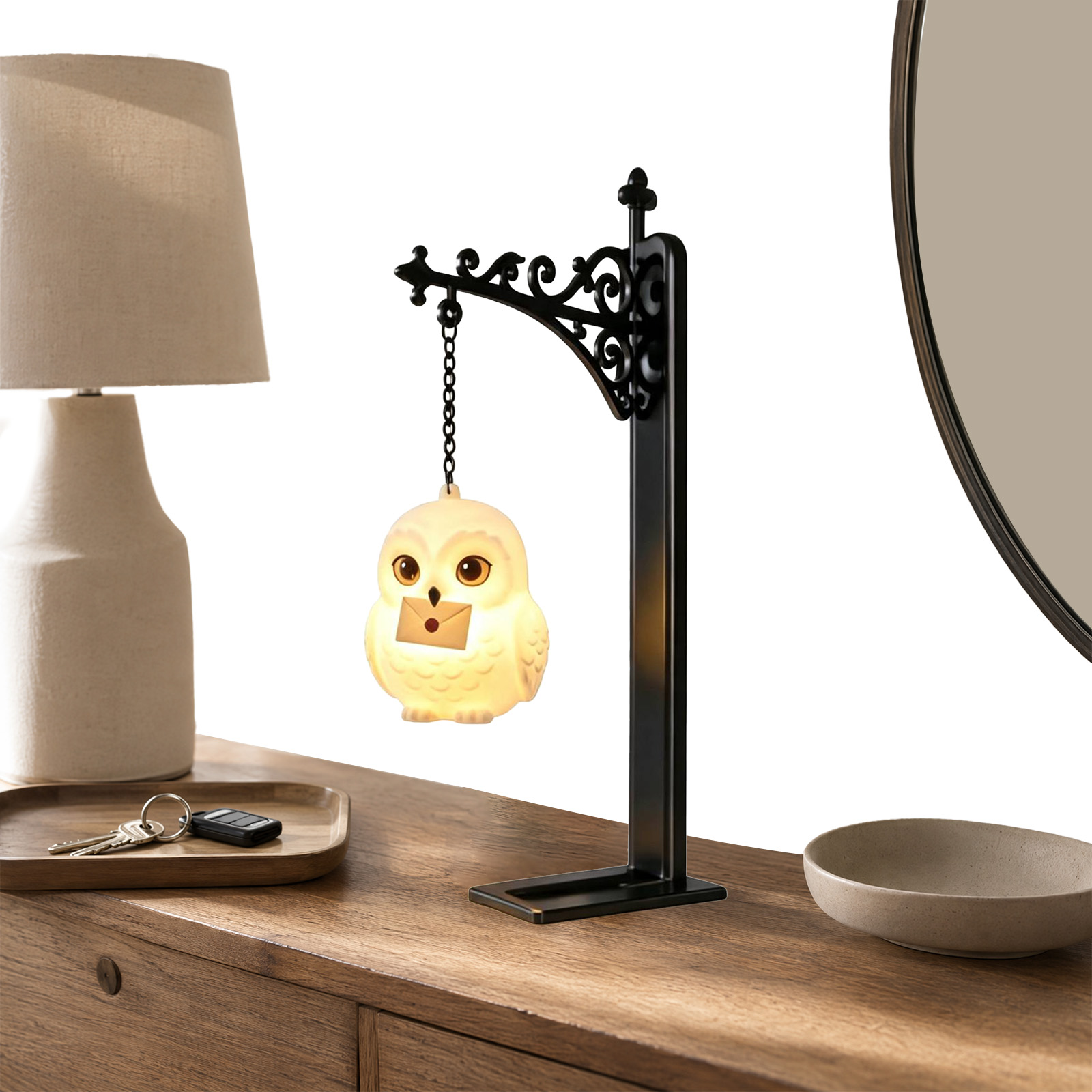 Home Office And Library - Decorative Owl Hanging Bookshelf Iron Light