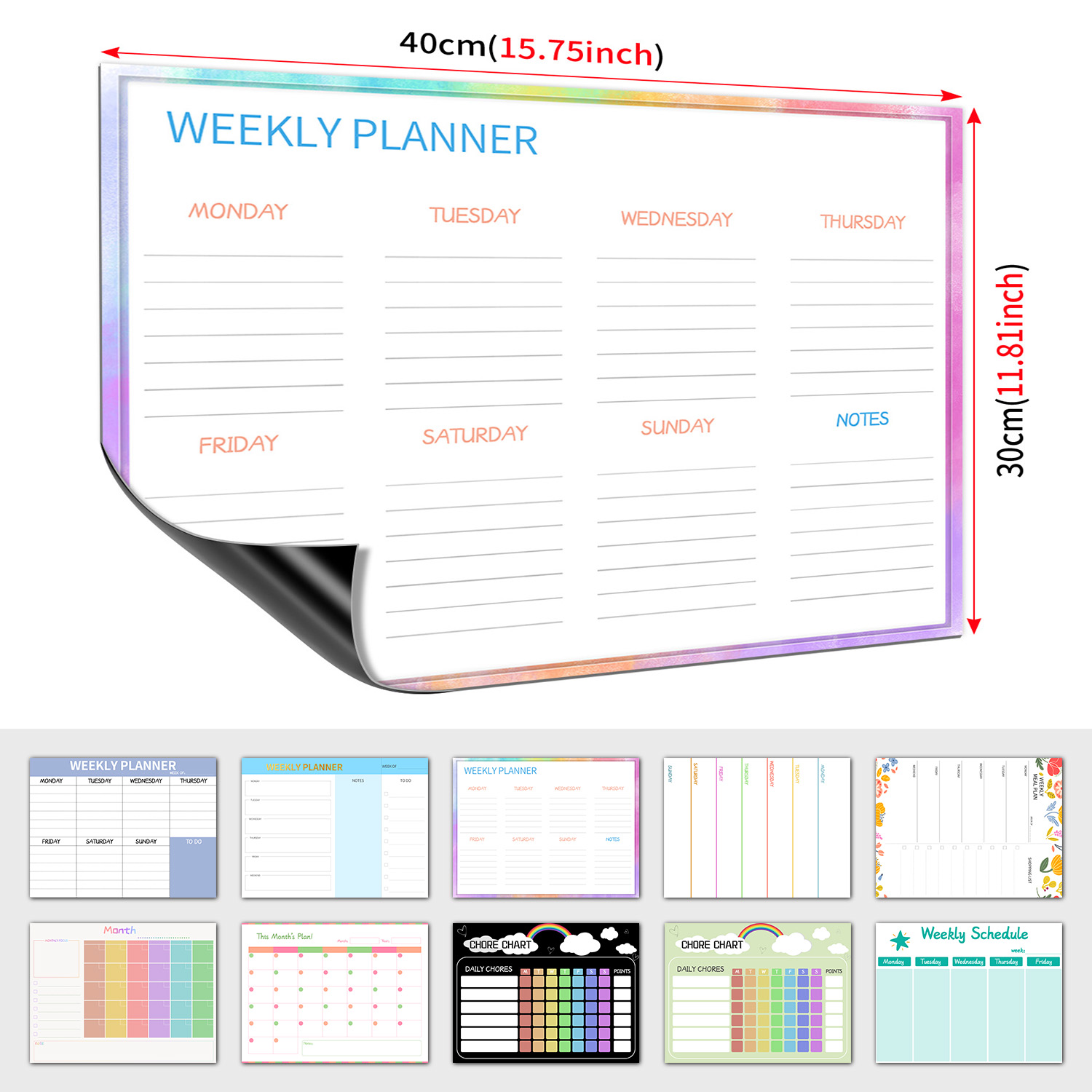 Magnetic Calendar Board - Magnetic Weekly Planner Fridge Whiteboard 40×30cm