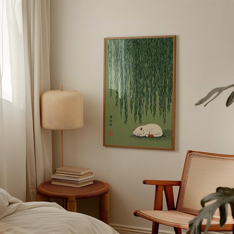 1pc Japanese Cat Under Willow  - Home Office Youtube ulasan dan harga