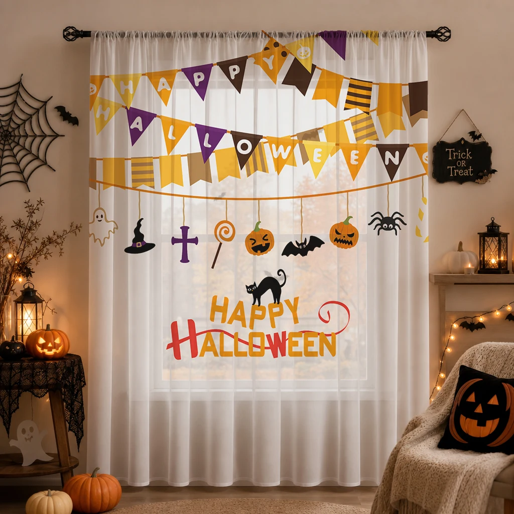 Halloween Festival Sheer Curta - Home Office Youtube ulasan dan harga
