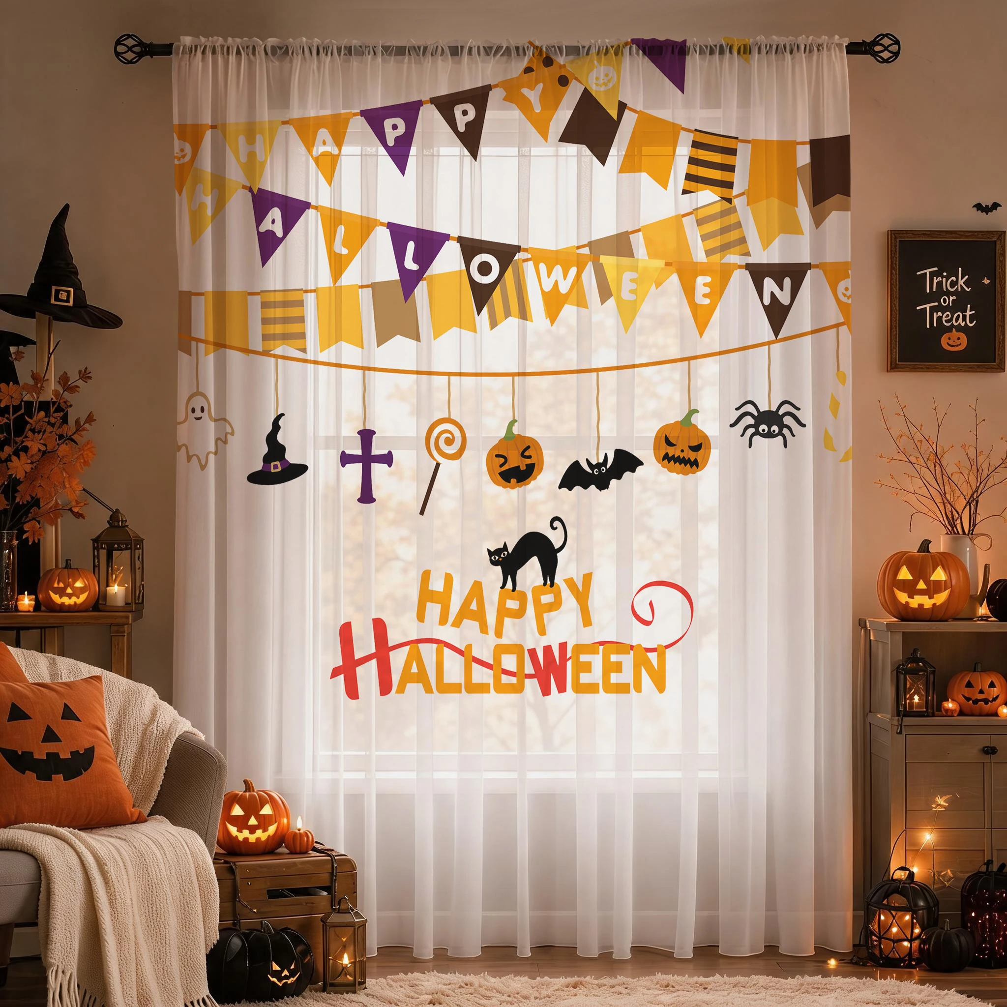 Halloween Festival Sheer Curta - Home Office Youtube ulasan dan harga