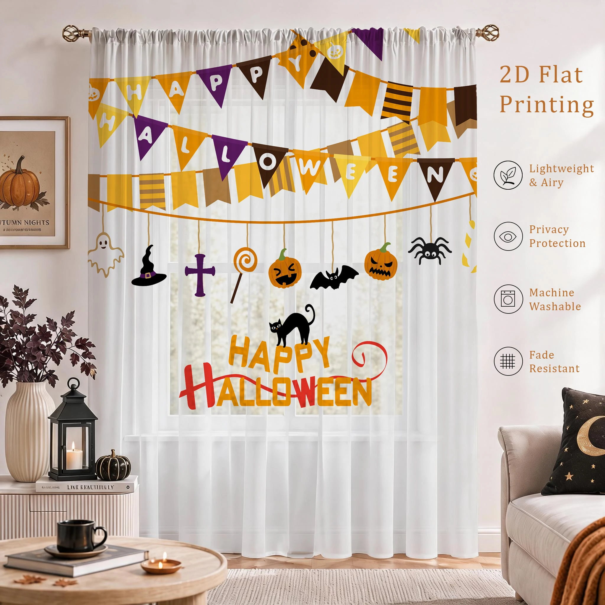 Halloween Festival Sheer Curta - Home Office Youtube ulasan dan harga