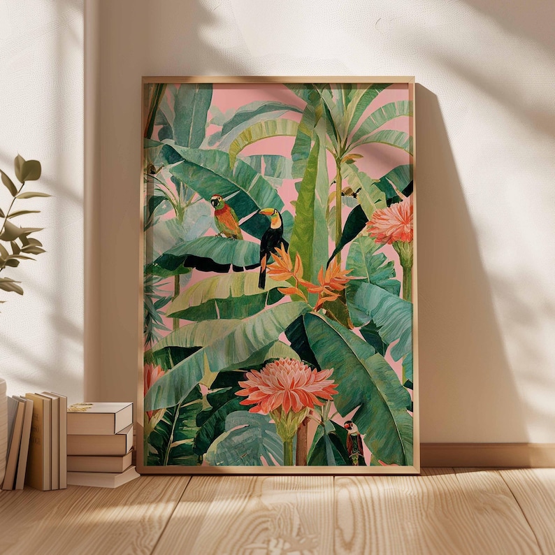 1pc Retro Tropical Canvas Post - Home Office Youtube ulasan dan harga
