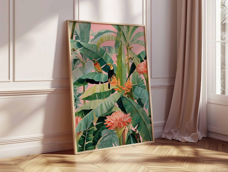 1pc Retro Tropical Canvas Post - Home Office Youtube ulasan dan harga