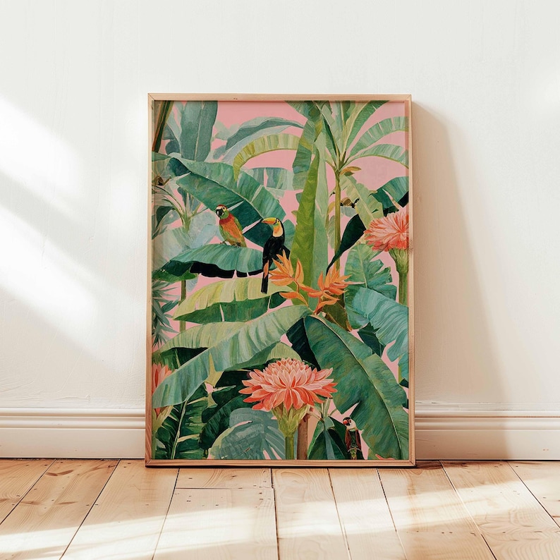 1pc Retro Tropical Canvas Post - Home Office Youtube ulasan dan harga
