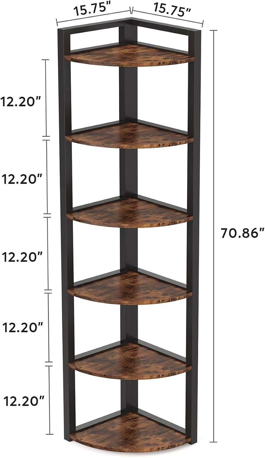 Tribesigns 6 Tier Corner Shelf - Home Office With Bookshelves ulasan dan harga