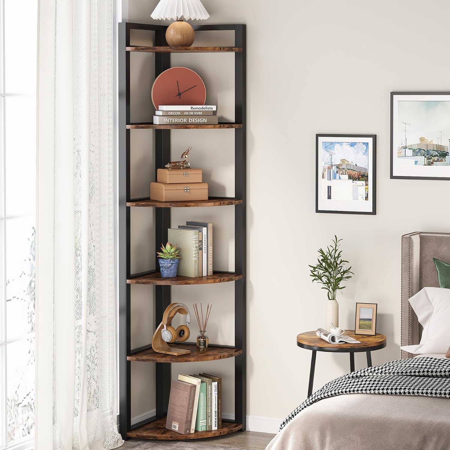 Tribesigns 6 Tier Corner Shelf - Home Office With Bookshelves ulasan dan harga