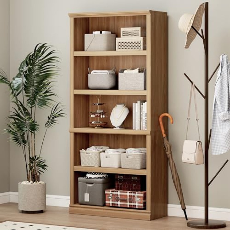 70 in Tall White Oak Bookcase  - Home Office And Library ulasan dan harga