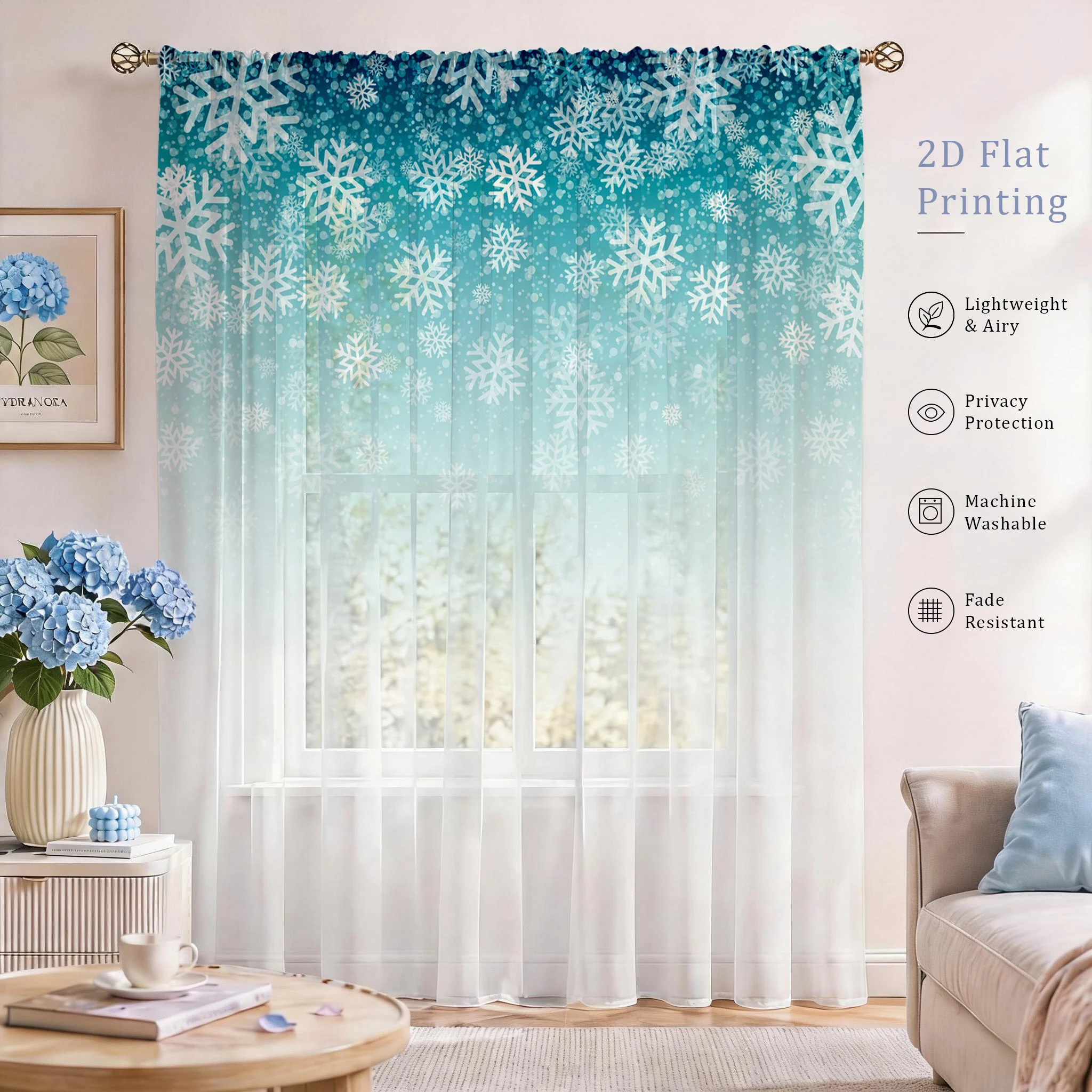 Floral Gradient Sheer Curtain, - Home Office Youtube ulasan dan harga