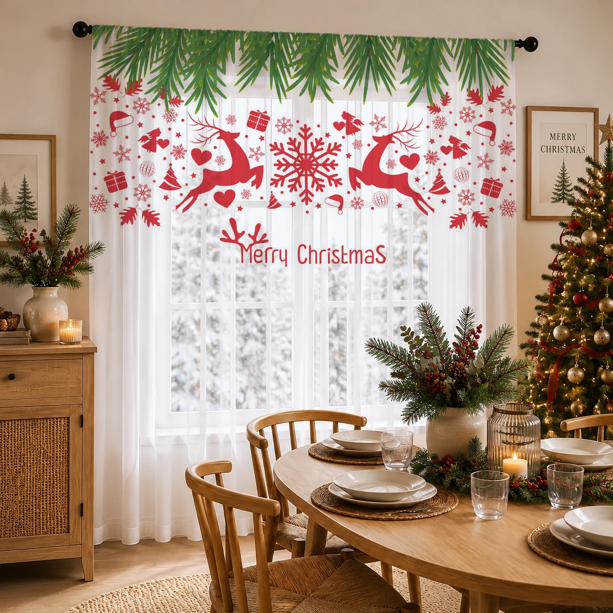 Christmas Gradient Sheer Curta - Home Office Youtube ulasan dan harga