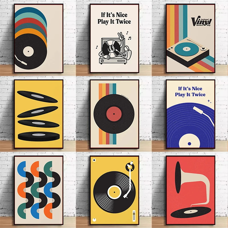 Mid Century Vinyl Record Canva - Home Office Youtube ulasan dan harga