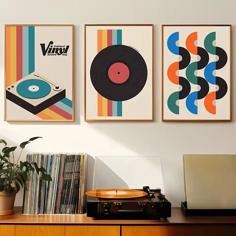 Mid Century Vinyl Record Canva - Home Office Youtube ulasan dan harga