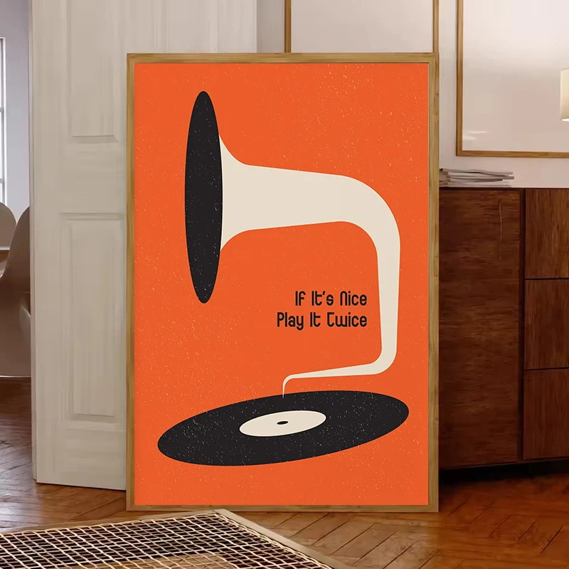 Mid Century Vinyl Record Canva - Home Office Youtube ulasan dan harga