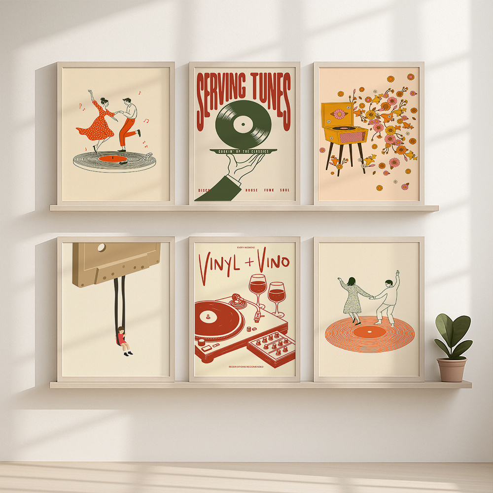 1pc Vintage Music Canvas Poste - Home Office Youtube ulasan dan harga