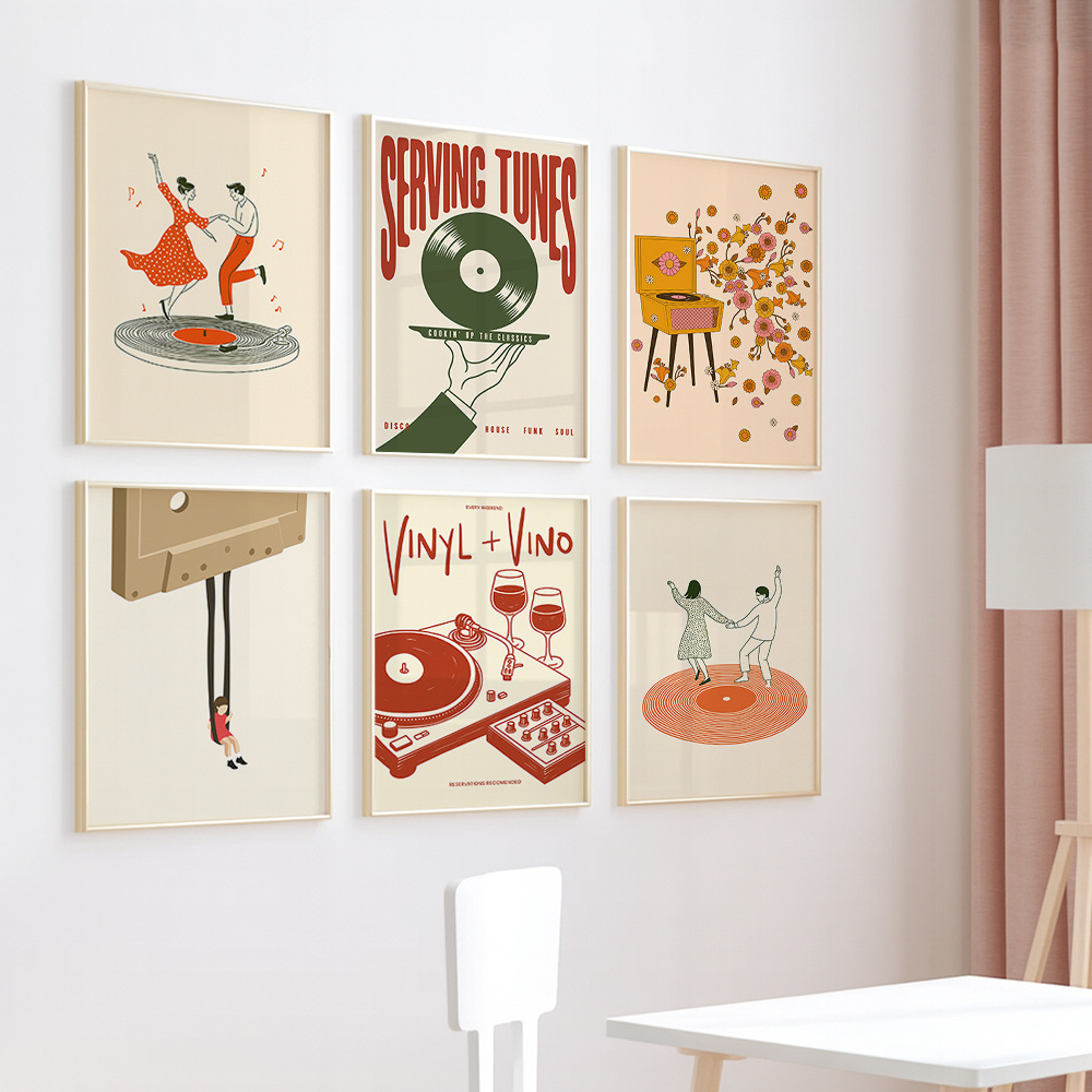 1pc Vintage Music Canvas Poste - Home Office Youtube ulasan dan harga