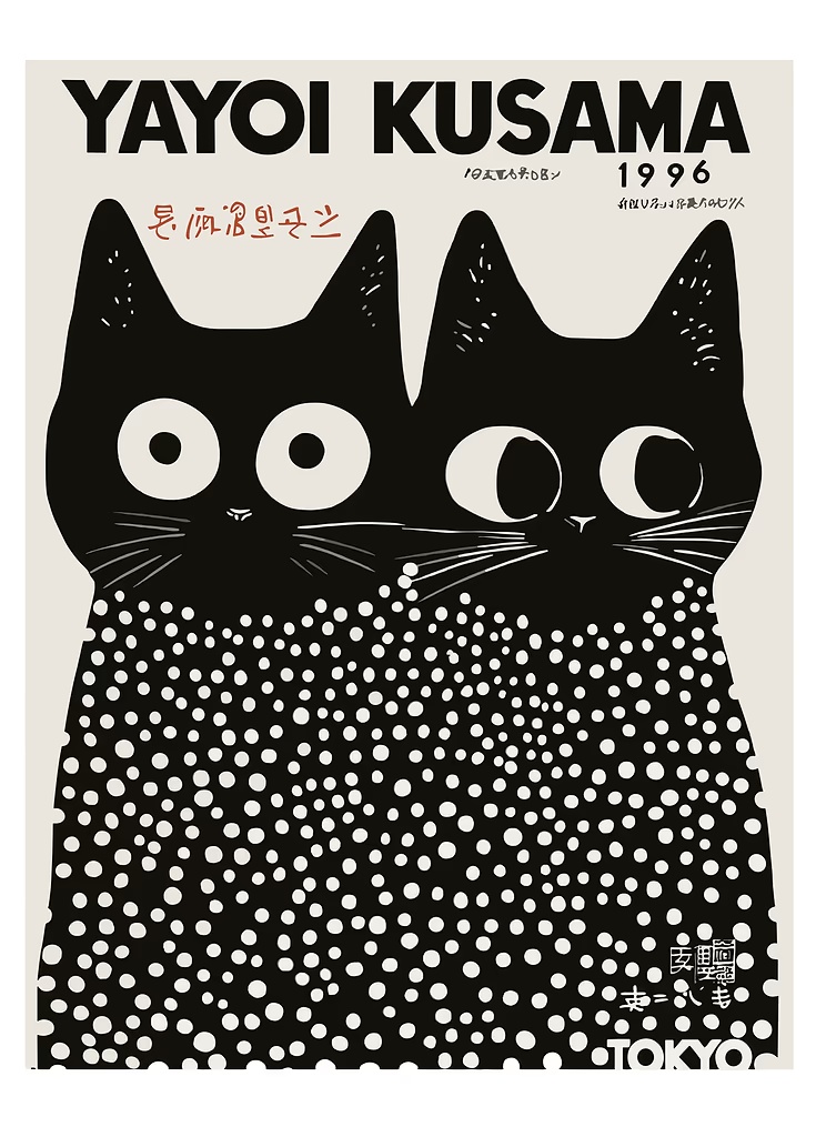 Yayoi Kusama Black Cats Series - Home Office Youtube ulasan dan harga