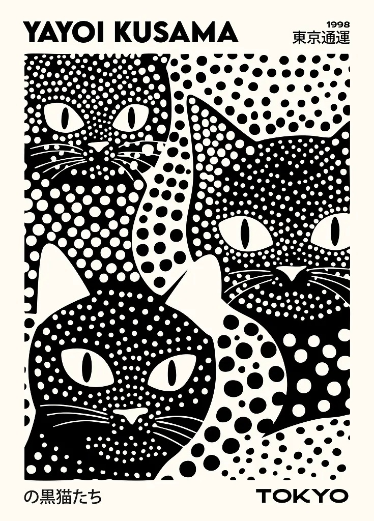 Yayoi Kusama Black Cats Series - Home Office Youtube ulasan dan harga