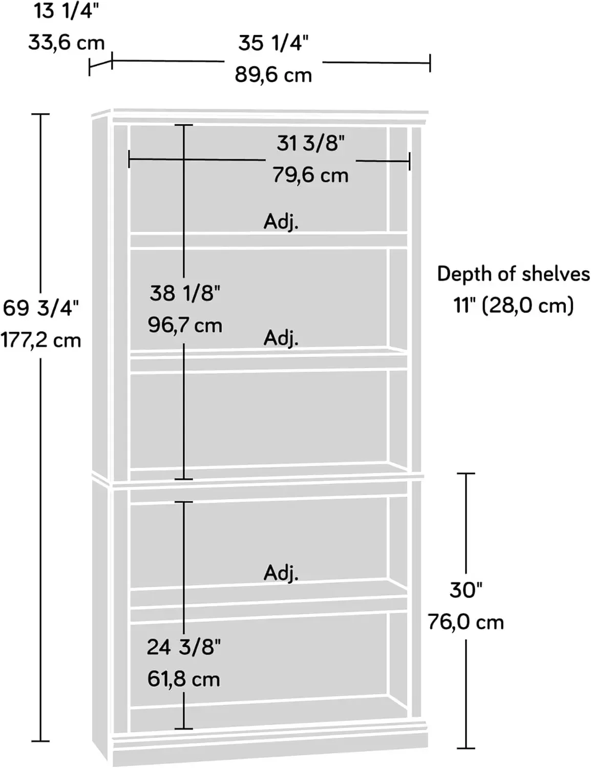 5 Tier Book Shelf Wooden Bookc - Home Office And Library ulasan dan harga