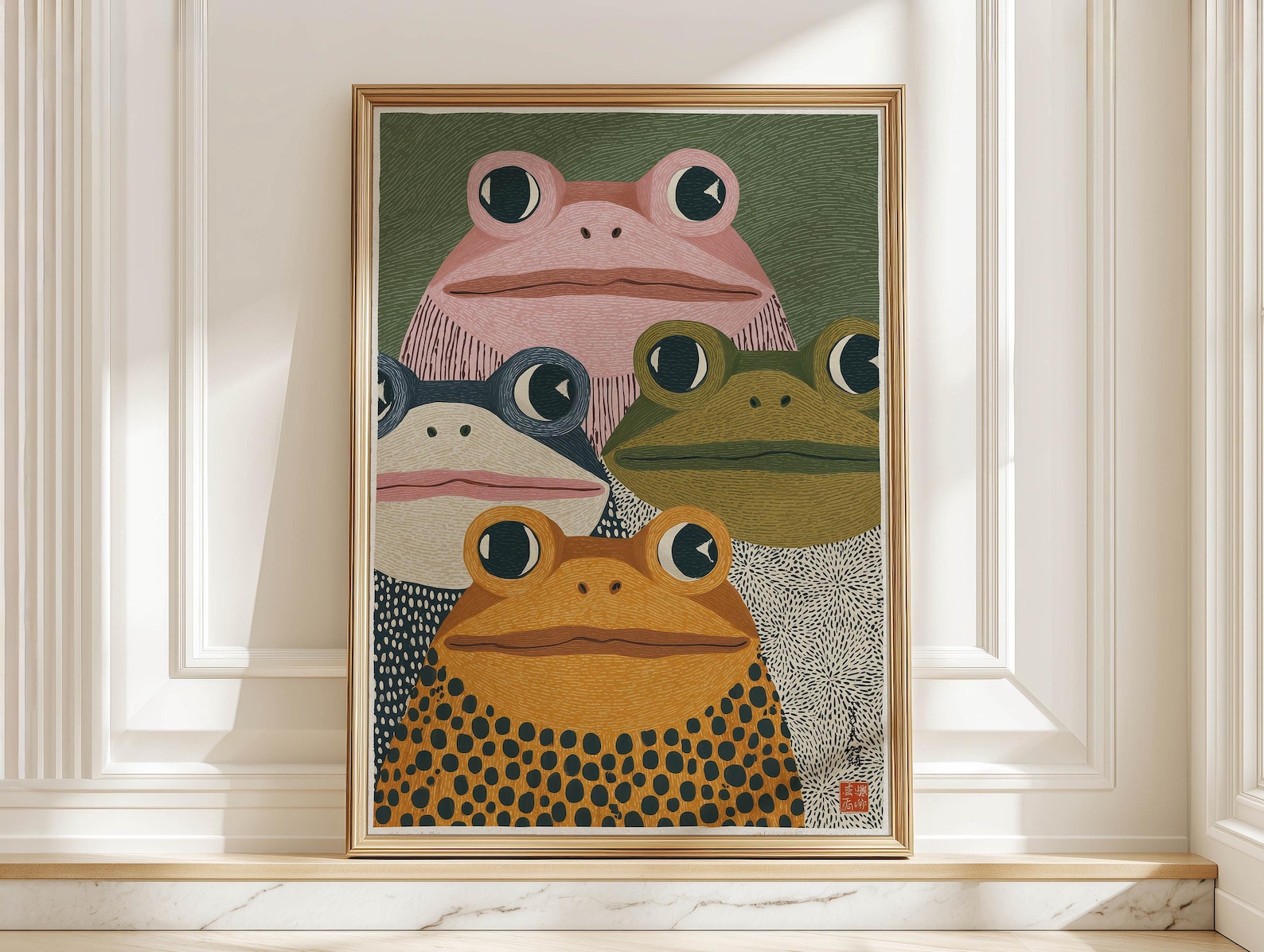 Modern Japanese Frog Art Print - Home Office Youtube ulasan dan harga