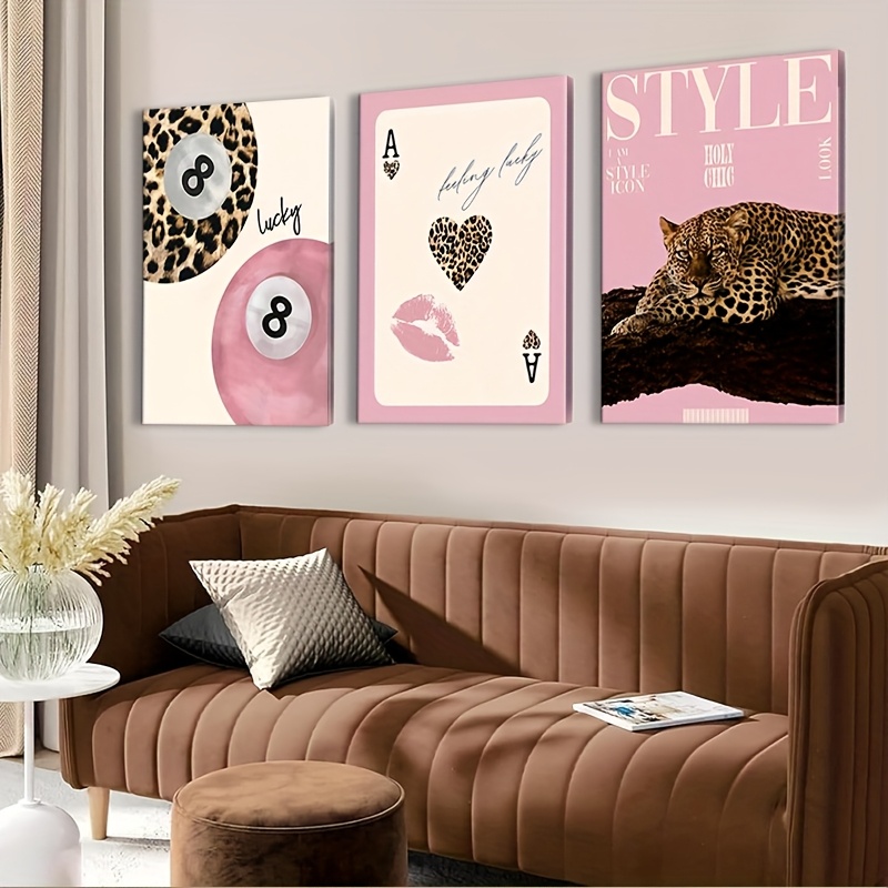 3pcs Leopard Cheetah Canvas Wa - Home Office Youtube ulasan dan harga