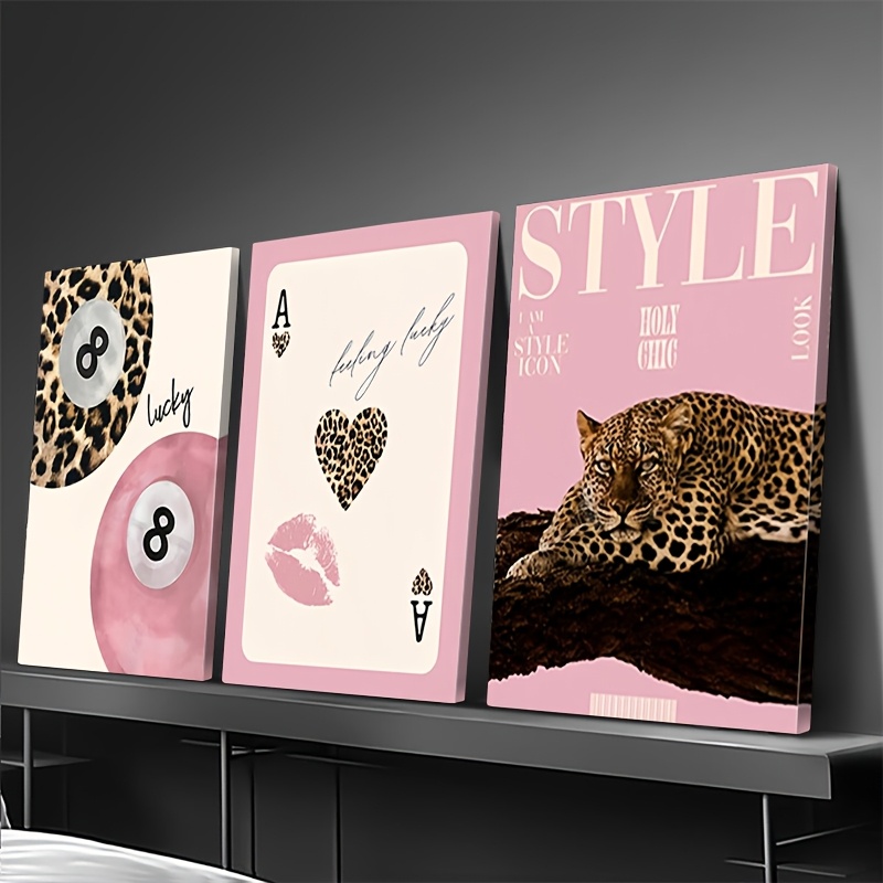 3pcs Leopard Cheetah Canvas Wa - Home Office Youtube ulasan dan harga