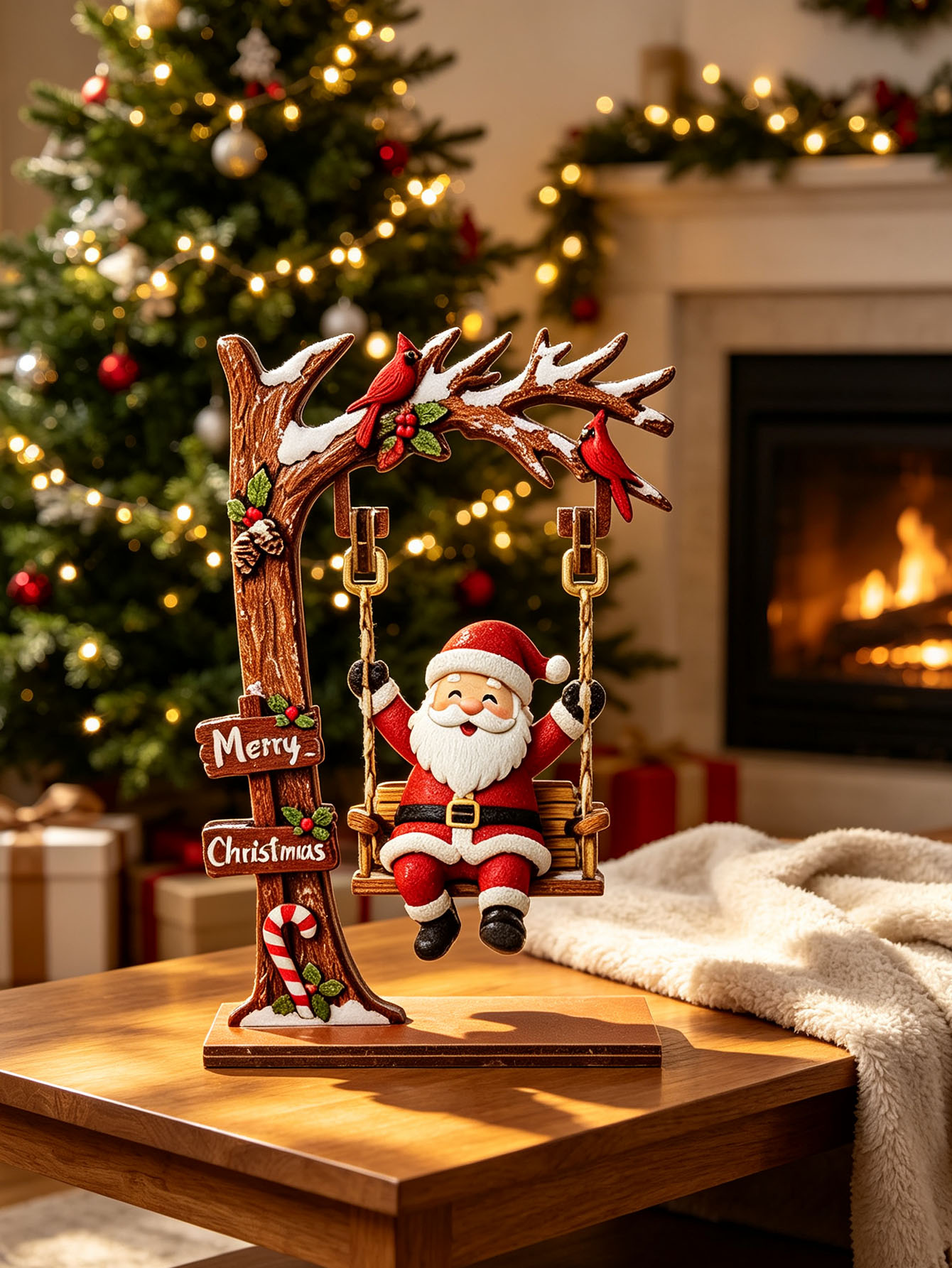 Wooden Christmas Decoration Or - Home Office With Bookshelves ulasan dan harga