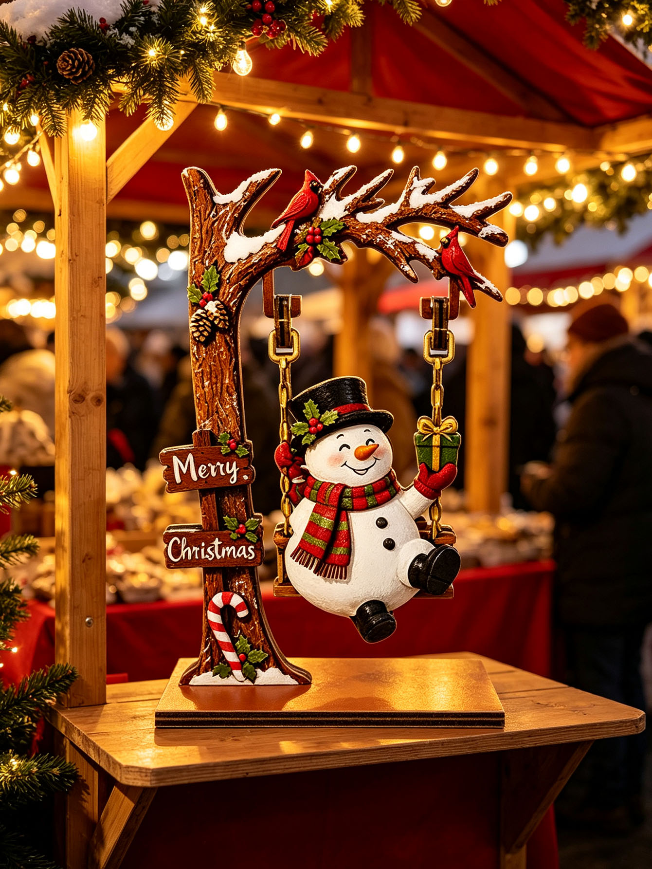 Wooden Christmas Decoration Or - Home Office With Bookshelves ulasan dan harga