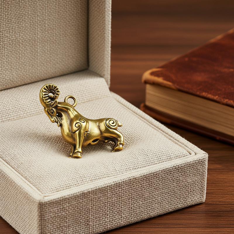 Retro Brass Sheep Pendant Orna - Home Office With Bookshelves ulasan dan harga