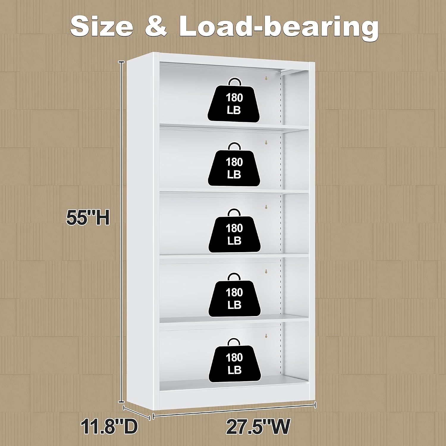5-Shelf Metal Bookcase Adjusta - Home Office And Library ulasan dan harga