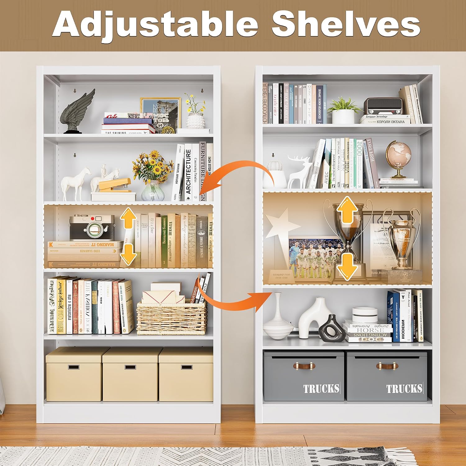 5-Shelf Metal Bookcase Adjusta - Home Office And Library ulasan dan harga