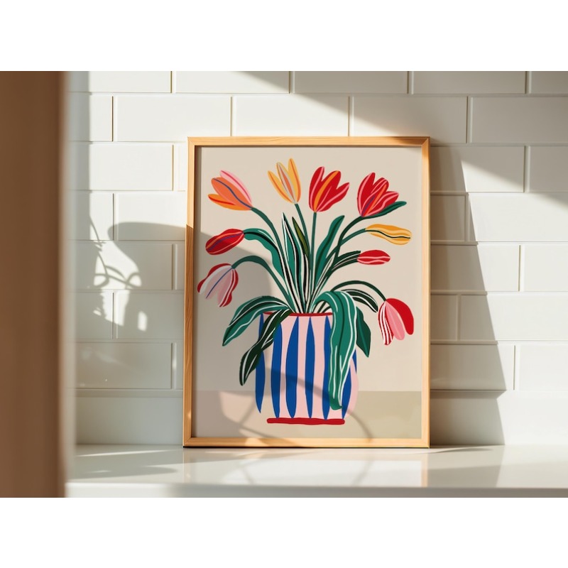 2pcs Tulip Flowers Canvas Wall - Home Office Youtube ulasan dan harga