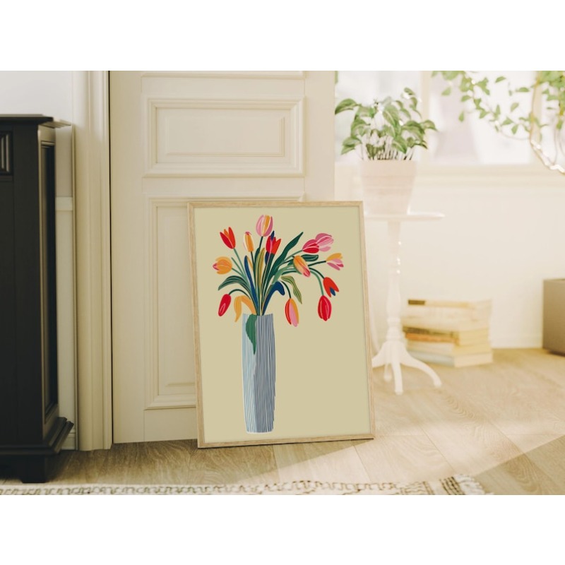 2pcs Tulip Flowers Canvas Wall - Home Office Youtube ulasan dan harga