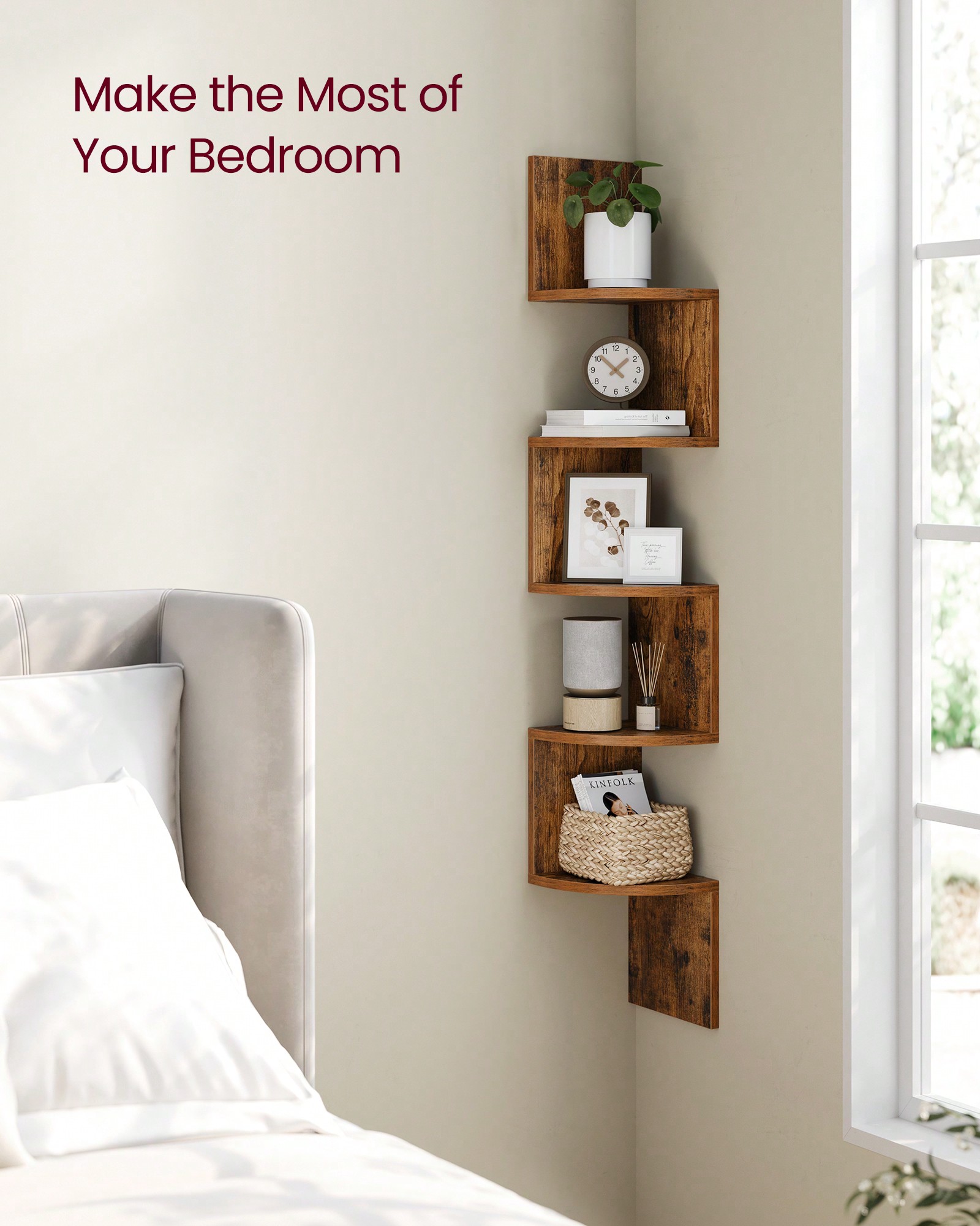 Corner Floating Shelf 5 Tier,  - Home Office With Bookshelves ulasan dan harga