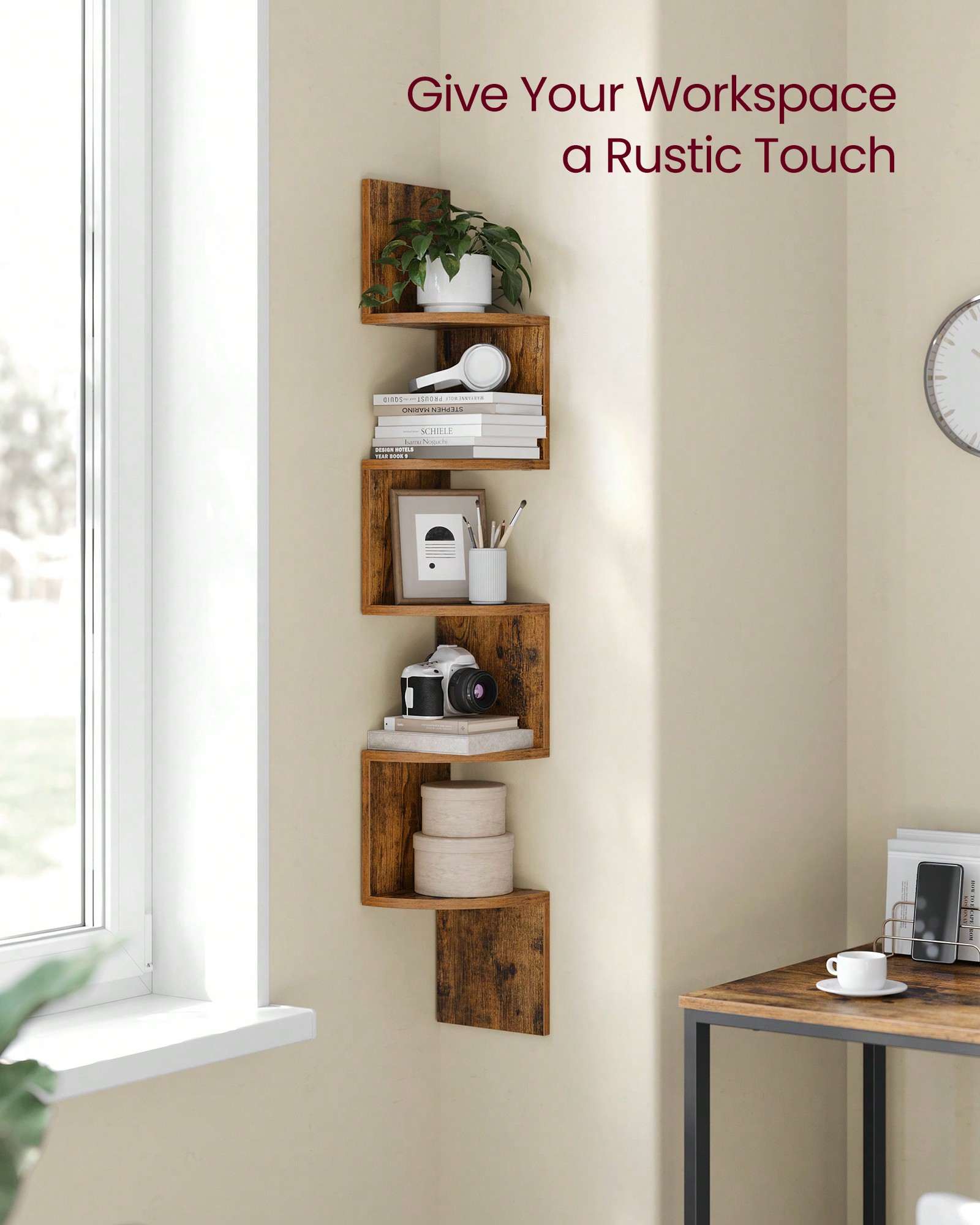 Corner Floating Shelf 5 Tier,  - Home Office With Bookshelves ulasan dan harga