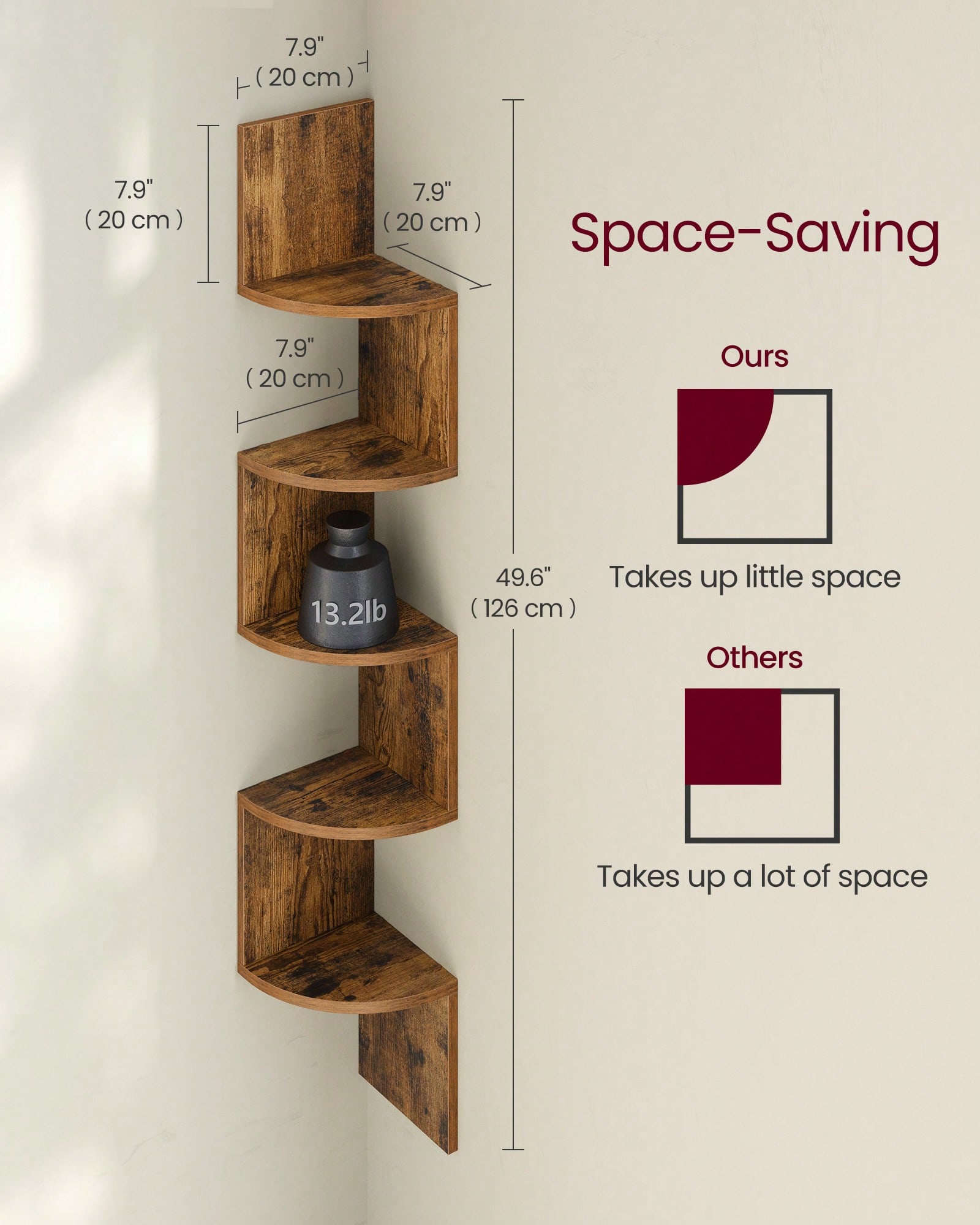 Corner Floating Shelf 5 Tier,  - Home Office With Bookshelves ulasan dan harga