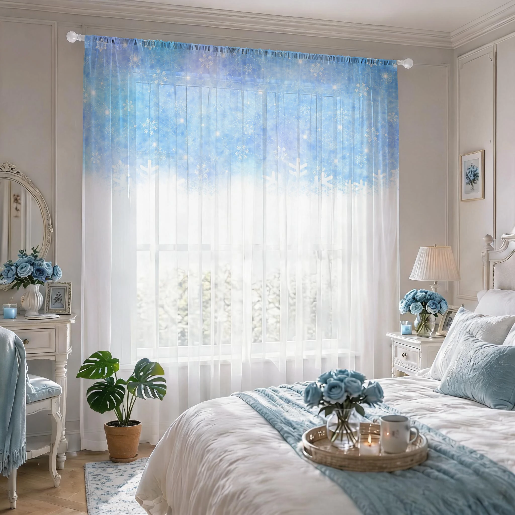 Floral Gradient Sheer Curtain, - Home Office Youtube ulasan dan harga
