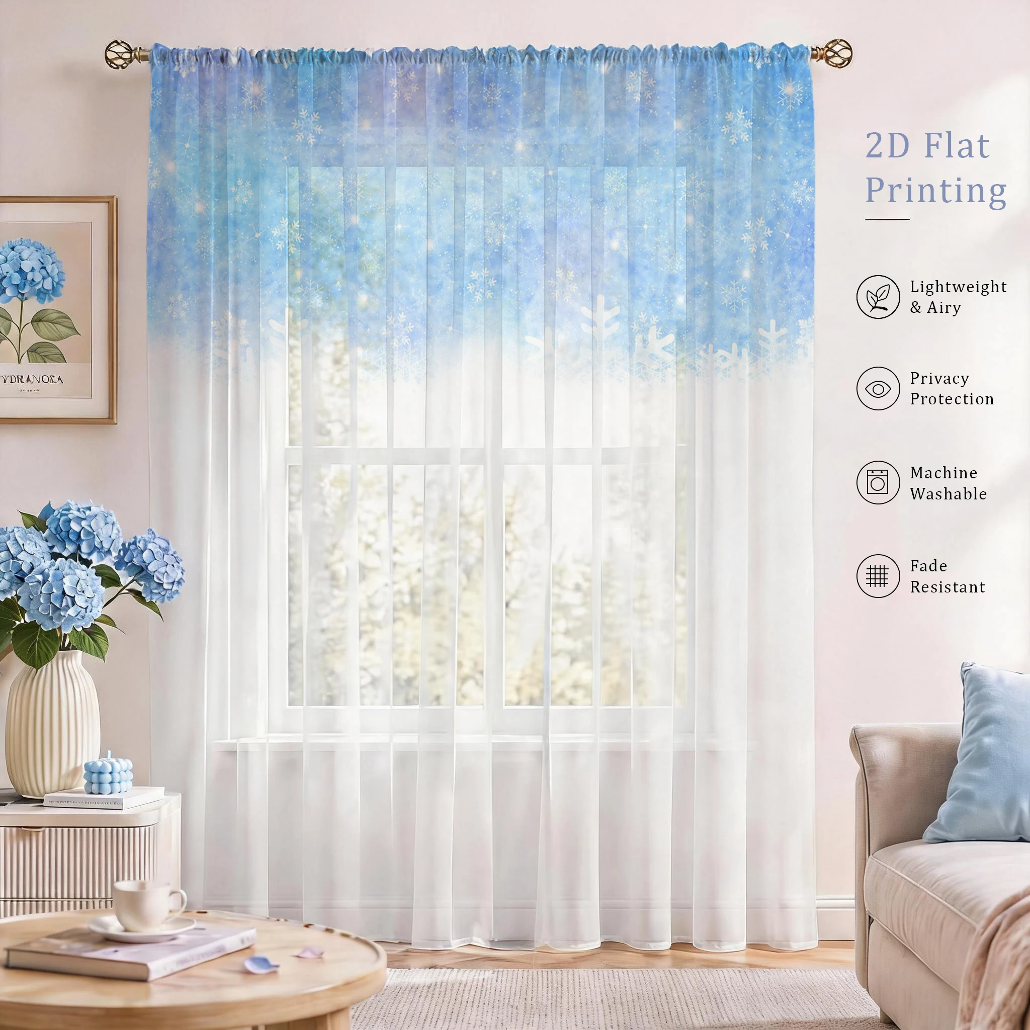 Floral Gradient Sheer Curtain, - Home Office Youtube ulasan dan harga